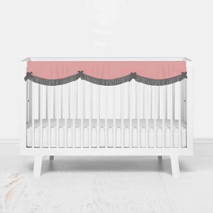 Bacati - Solid Girls Lilac/Coral/Gray Solid Long Crib Rail Guard Cover - 1 of 4