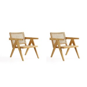 Set of 2 Hamlet Wood Accent Chairs Natural - Manhattan Comfort: Matte Finish, Ash Frame, No Assembly Required - 1 of 4