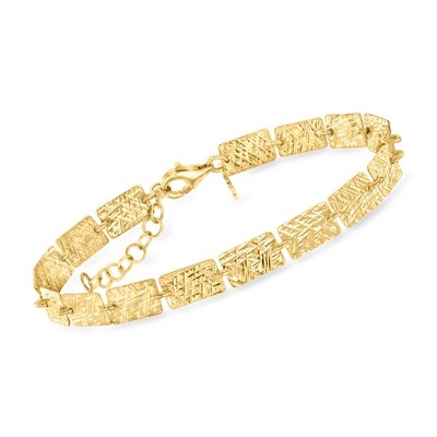 Ross-Simons Italian 18kt Gold Over Sterling Rectangular-Link Bracelet Size 7