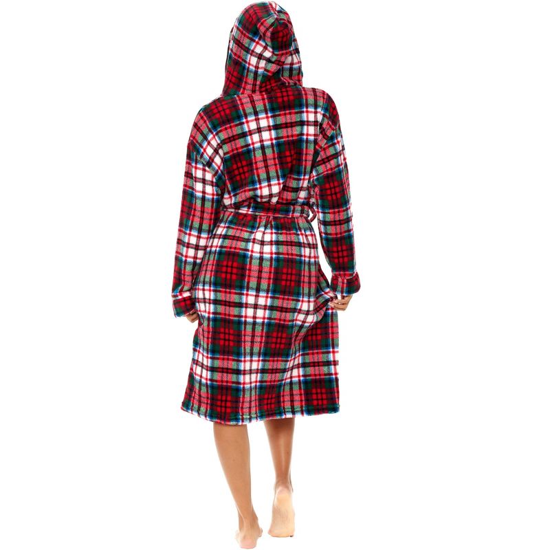 Women's Soft Fleece Robe with Hood, Warm Lightweight Bathrobe, 2 of 7