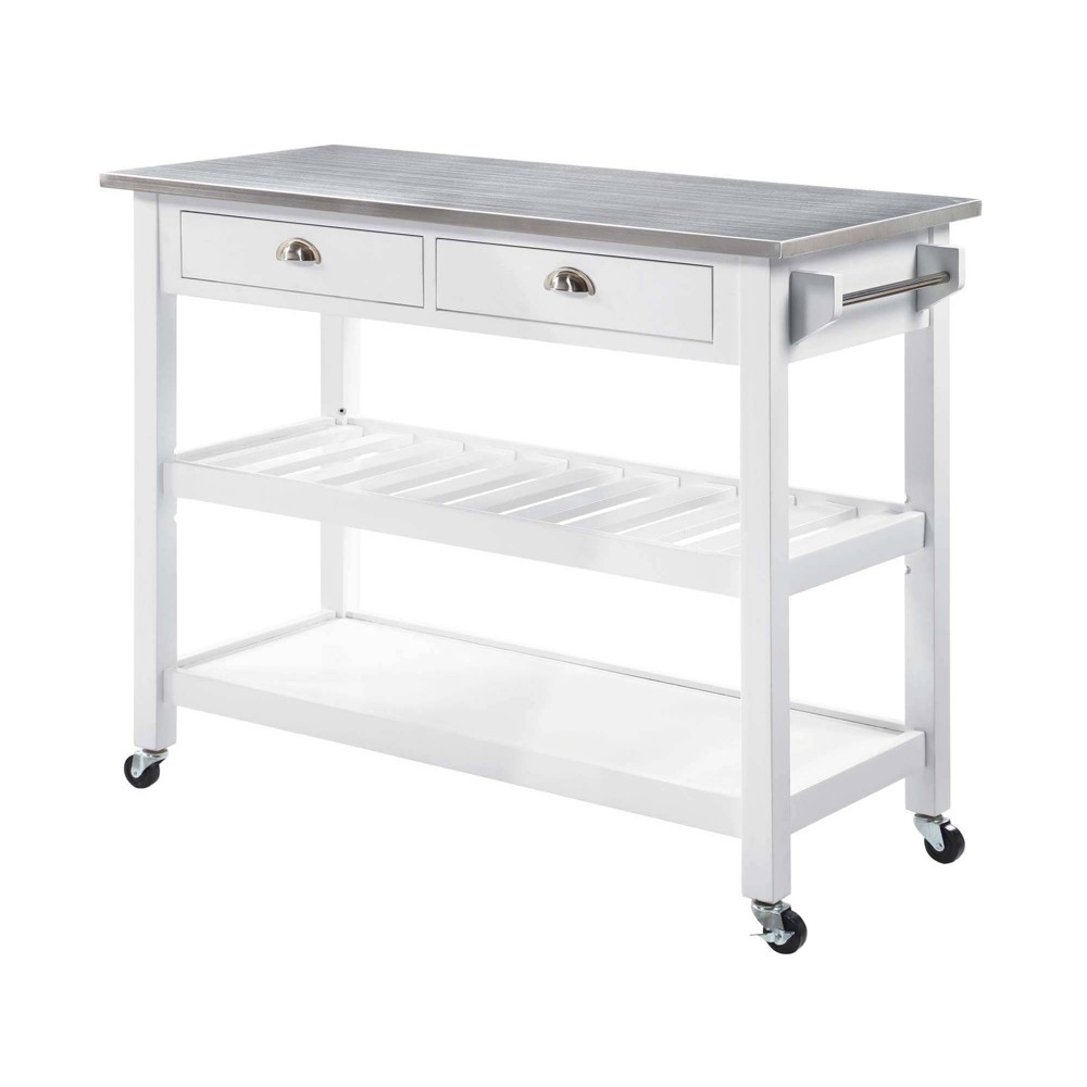 Photos - Other Furniture American Heritage 3 Tier Butcher Block Kitchen Cart with Drawers White - B