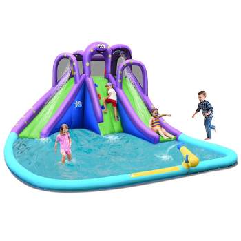 Costway Inflatable Water Park Octopus Bounce House 2 Slides Climbing Wall Without Blower