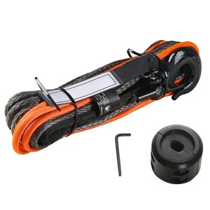 VEVOR Synthetic Winch Rope, 1/4 Inch x 50 Feet 10,000 lbs Synthetic Winch Line Cable Rope with Protective Sleeve + Stopper + Forged Winch Hook - 1 of 4
