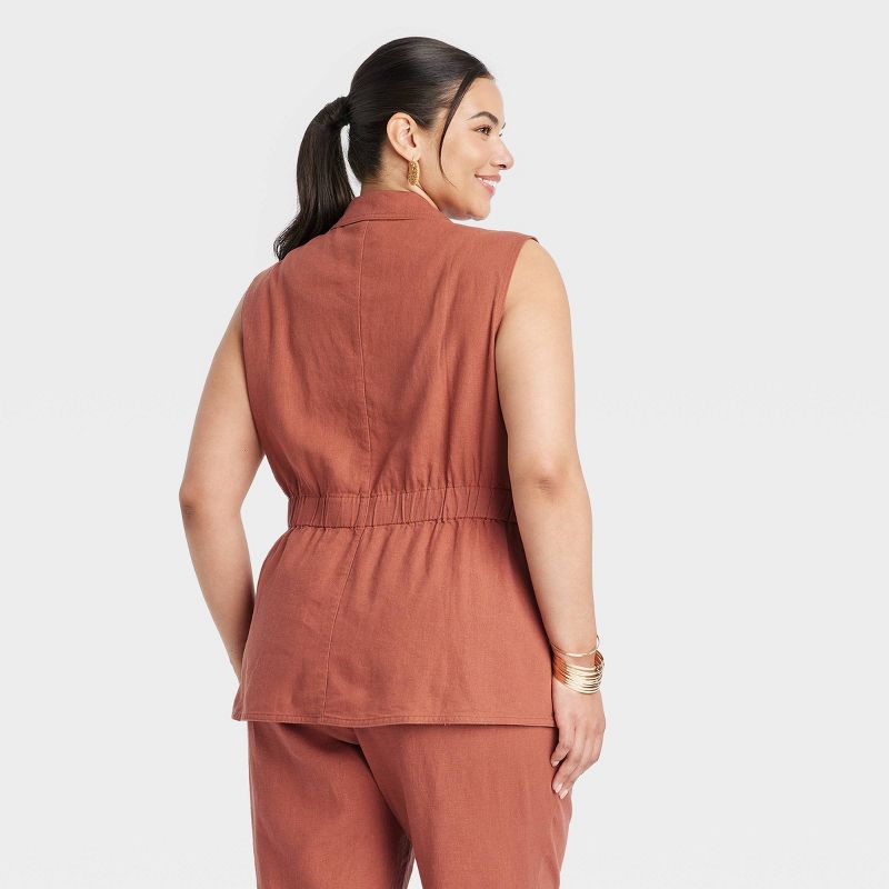 Women's Tailored Linen Vest - Ava & Viv™, 2 of 5