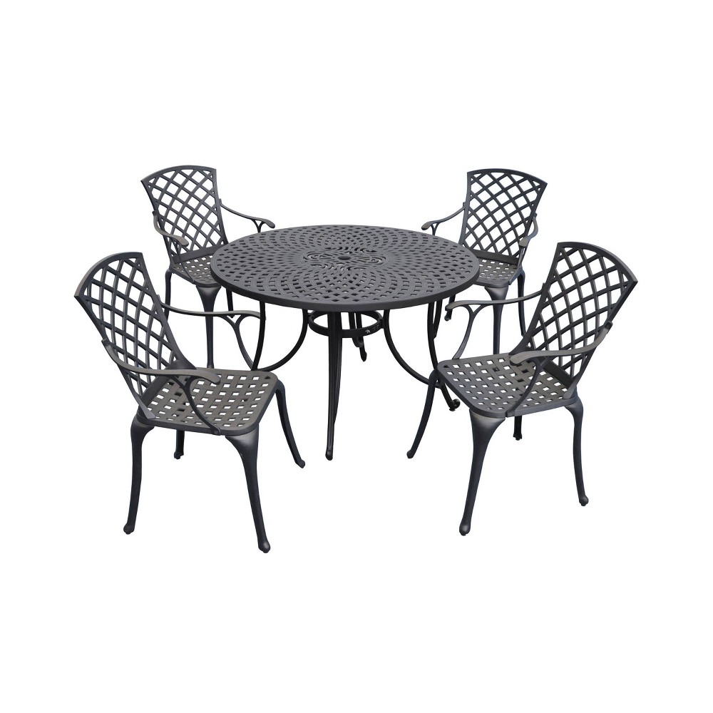 Photos - Garden Furniture Crosley Sedona 46" 5pc Outdoor Dining Set with Highback Chairs - Black  