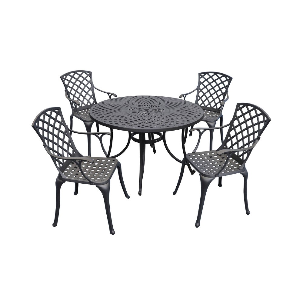 Photos - Dining Table Crosley Sedona 46" 5pc Outdoor Dining Set with Highback Chairs - Black  