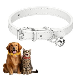Unique Bargains Dog Collar with Bell Adjustable Buckle PU Leather Dog Collars - 1 of 4