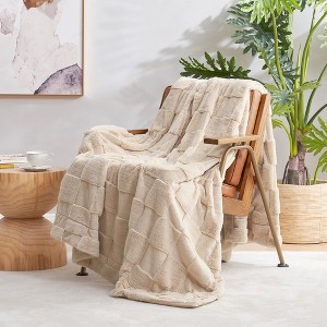 Cozy Bliss Faux Fur Throw Blanket – Plush Bubble-Shaped Plush Throw for Couch, Sofa, and Bedroom - 1 of 4