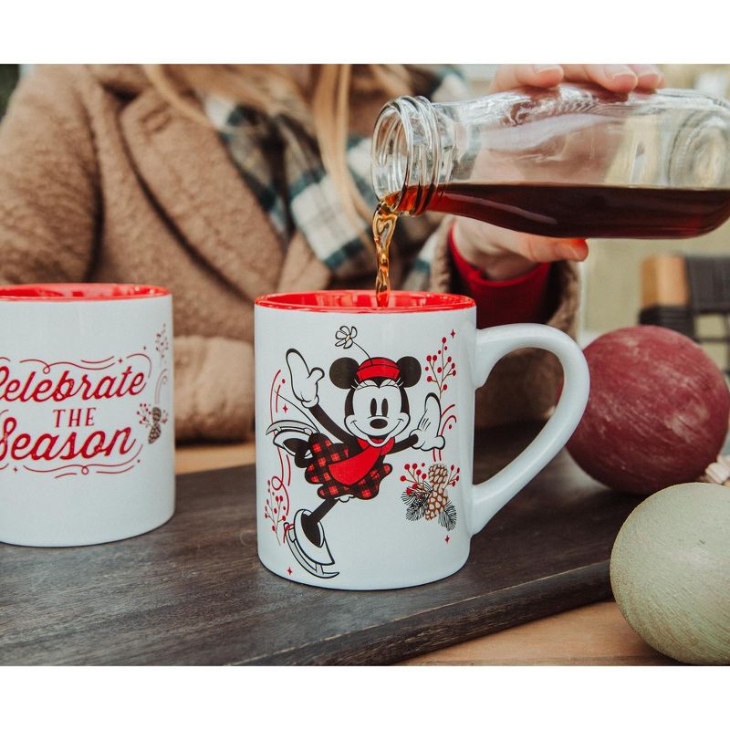 Silver Buffalo Disney Mickey and Minnie Mouse "Celebrate The Season" Ceramic Mugs | Set of 2, 5 of 10