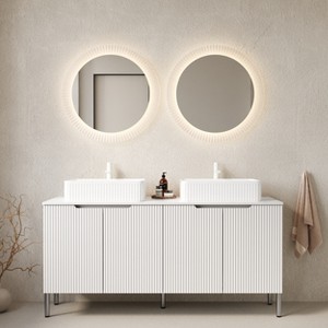 GDFStudio Tilson French Bathroom Vanity with 2 Ceramic Basins and Sintered Stone Countertop - 1 of 4