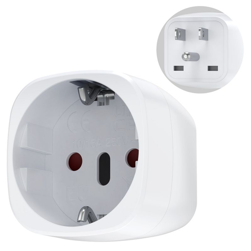 Fosmon 1 Pack EU to US Plug Adapter, European to USA Plug Adapter, Type C/E/F Plugs to Type B Compact Travel Outlet Converter for Europe to America