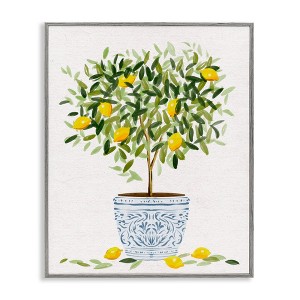 Stupell Industries Lemon Tree Detailed Planter Framed Giclee Art, Gray, 24" x 30" - 1 of 4