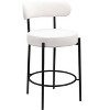 Kumasinova Counter Height Stools Set of 2,26" Boucle Upholstered Barstools with Metal Legs and Footrest,Low Back Chairs for Kitchen Island - 4 of 4
