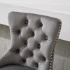 CLIHOME Set of 2 Thick Chrome Swivel Velvet Barstools, Adjustable 25-33" Height, Tufted Buttons & Diamond Pleating - 4 of 4