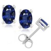 Pompeii3 1 1/4ct Oval Blue Sapphire Studs 14K White Gold - 2 of 4