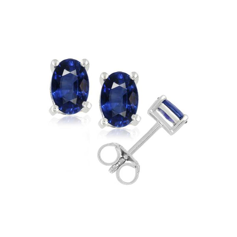 Pompeii3 1 1/4ct Oval Blue Sapphire Studs 14K White Gold, 2 of 4