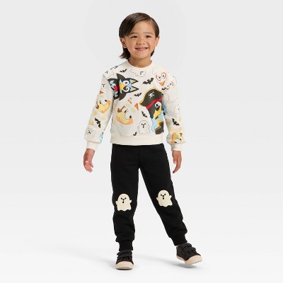 Toddler Boys' 2pc Bluey Halloween Fleece Pullover and Bottom Set - White/Black
