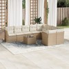 vidaXL 10 Piece Patio Sofa Set with Cushions Beige Poly Rattan - Beige and Cream With Table - 2 of 4