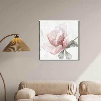 Faded Blush Rose Floral Canvas Art with White Frame, 31" x 31"