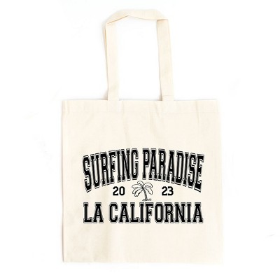 City Creek Prints Surfing Paradise LA Canvas Tote Bag - 15x16 - Natural