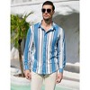 Men's Casual Striped Button Down Shirts Stretch Long Sleeve Vacation Beach Shirts - 2 of 4