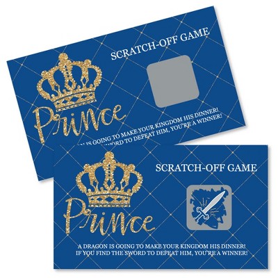 Big Dot of Happiness Royal Prince Charming - Baby Shower or Birthday Party Game Scratch Off Cards - 22 Count