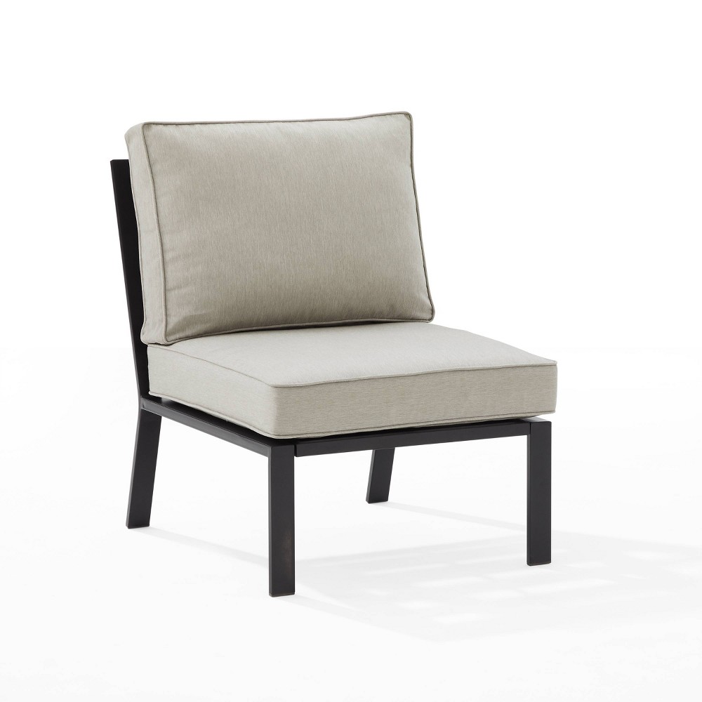 Photos - Garden Furniture Crosley Clark Outdoor Steel Armless Chair Taupe/Matte Black  