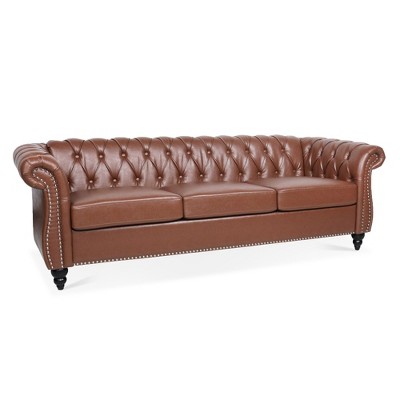 NicBex U-Style Modular Sofa Couch with Tufted Button Back Modern PU Leather 3 Seater Couch with Soft Cushion for Living Room,Apartment