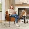 Accent Chair, Boucle Arm Chair, Living Room Chair with Metal Frame, Modern Bedroom Reading Accent Chair, Boucle Armchair with Wooden Arms - 2 of 4