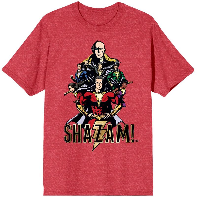 Shazam! Movie Shazam & Black Adam Juniors Red Heather T-shirt, 1 of 4