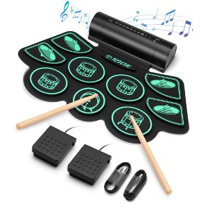 SUGIFT 9-Pad Electric Drum Set for Kids & Beginners, Portable Silicone Drum Pad with Dual Speakers - 1 of 4
