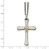 Black Bow Jewelry Stainless Steel, 14k Gold Plated & Diamond Cross Necklace - 22 Inch - image 2 of 4