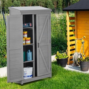 Kumasinova 68.5 Inch Tall Outdoor Storage Shed with Shelves and Metal Roof for Backyard Garden,Patio,Gray - 1 of 4