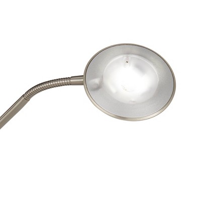 Adjustable Brushed Nickel Torchiere Floor Lamp with White Diffuser