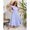 Plus Size Sleeveless Floral Hem Pocket Long Dress for Women Summer Casual Boho Maxi Dress - 3 of 4