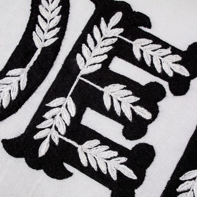 22" White and Black Embroidered Noel Christmas Pillow