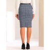 Allegra K Women's Tweed Belt High Waist Slit Back H Line Office Skirt - 3 of 4