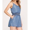 Women's Sleeveless Chambray Romper - SHE + SKY - 2 of 4