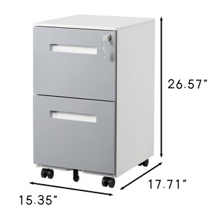 Mobile 2-drawer file cabinet with locking security and 5 smooth-rolling wheels¡ªperfect for organizing letter/A4 documents in offices or workspaces. - 1 of 4