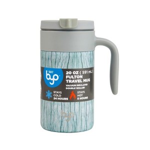 Byo 20 Oz Stainless Steel Insulated Mug, Reusable Drinkware with Handle, Leak-Proof Lid, Wide Mouth Opening, Thermal Commuter Cup (White Wood) - 1 of 3