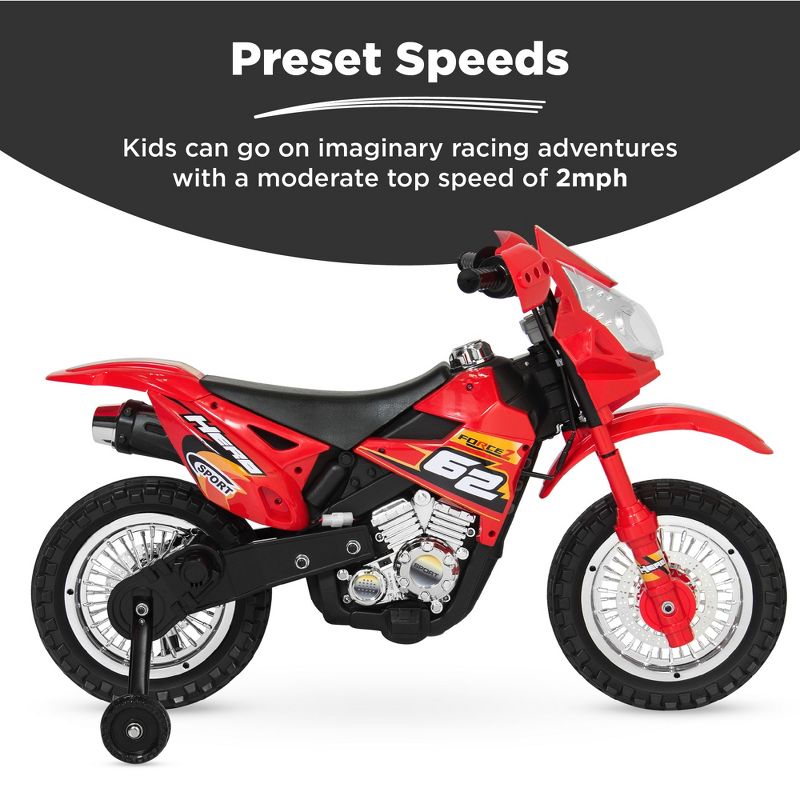 Best Choice Products 6V Kids Electric Battery Powered Ride On Motorcycle w/ Training Wheels, Lights, Music, 4 of 9