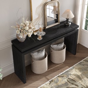 LIVAREEmlen 60'' Farmhouse Console Table Retro Wooden Entryway Table with Double Board Suspension Design, Sofa Table for Living Room - 1 of 4