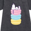 - Peanuts - Snoopy Stacked Macarons Graphic Short Sleeve Fleece Dress - 2 of 4