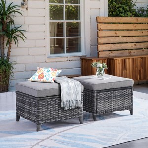 Gymojoy Outdoor Patio Footstool Ottomans with Cushion - 1 of 4