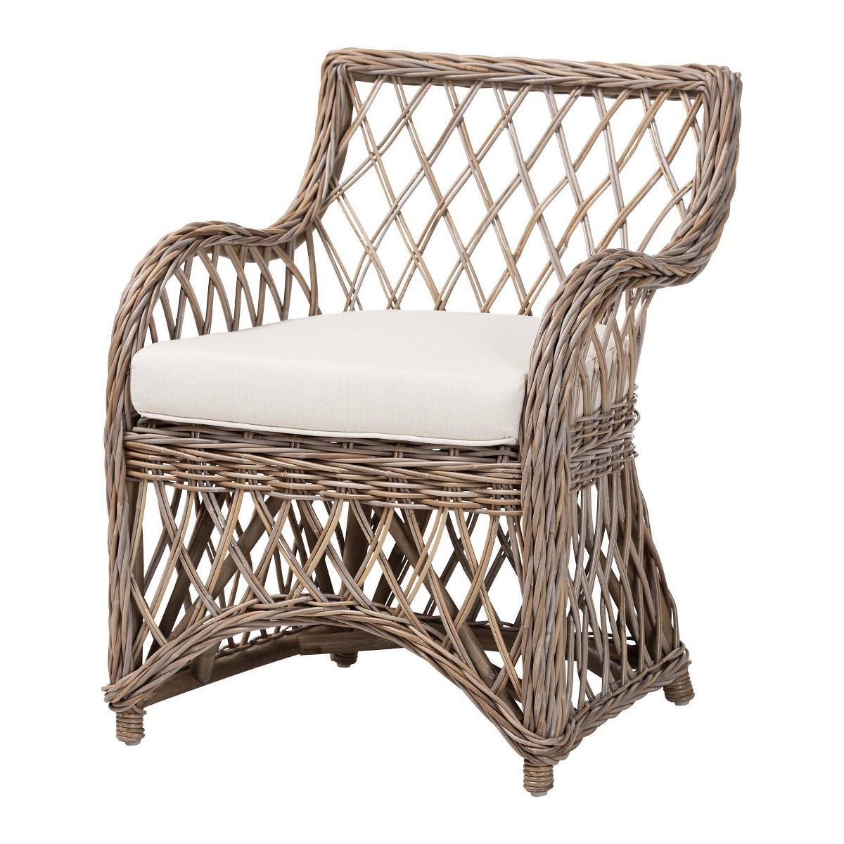bali & pari Debra Natural Rattan Armchair Kubu Gray