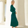 Womens Long Sleeve Sweater Dress High Waist Pleated Midi Dress Slim Fit Tie Waist Sweater Knit Jewel Neck Formal Dress Winter Sweater Dress - 2 of 4