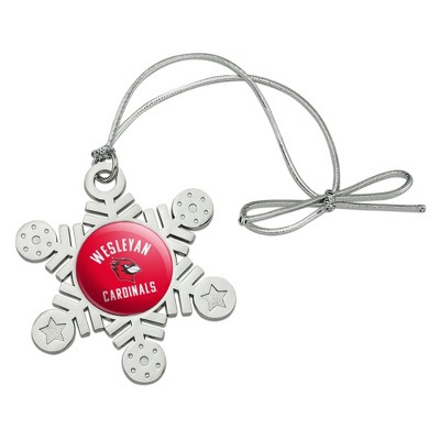 Wesleyan University Cardinals Logo Metal Snowflake Christmas Tree Holiday Ornament