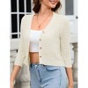 Women's 3/4 Sleeve Cropped Cardigan Summer Lightweight Button Down Sweater Crochet Knit Bolero Shrugs - 3 of 4