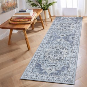 Vintage Area Rugs for Living Room Bedroom Washable Low Pile Non Slip Foldable Carpet Indoor Soft Retro Printed Distressed Rug - 1 of 4