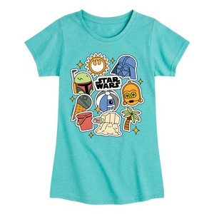 Girls' - Star Wars - Darth Vader, C3 po, R2D2 Summer Fitted Short Sleeve Graphic T-Shirt - 1 of 4